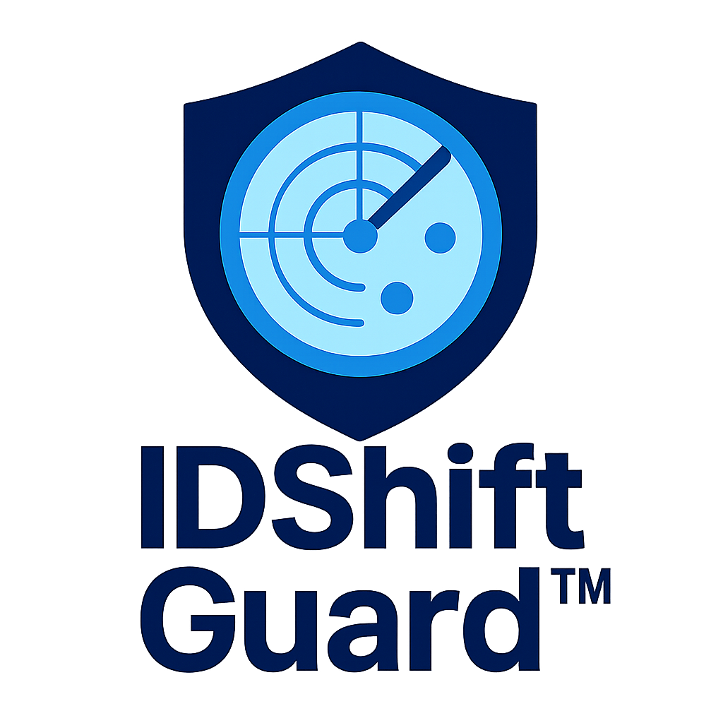 IDShift Guard – radar screen with shield representing continuous identity drift detection